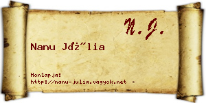 Nanu Júlia névjegykártya